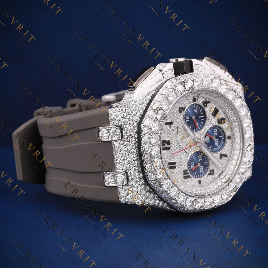 White Gold Iced-Out VVS1 D Color Moissanite Watch