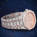 Rose Gold Two-Tone Iced-Out VVS1 D Color Moissanite Watch