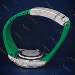 Green Rubber Strap Iced-Out Moissanite Automatic Watch