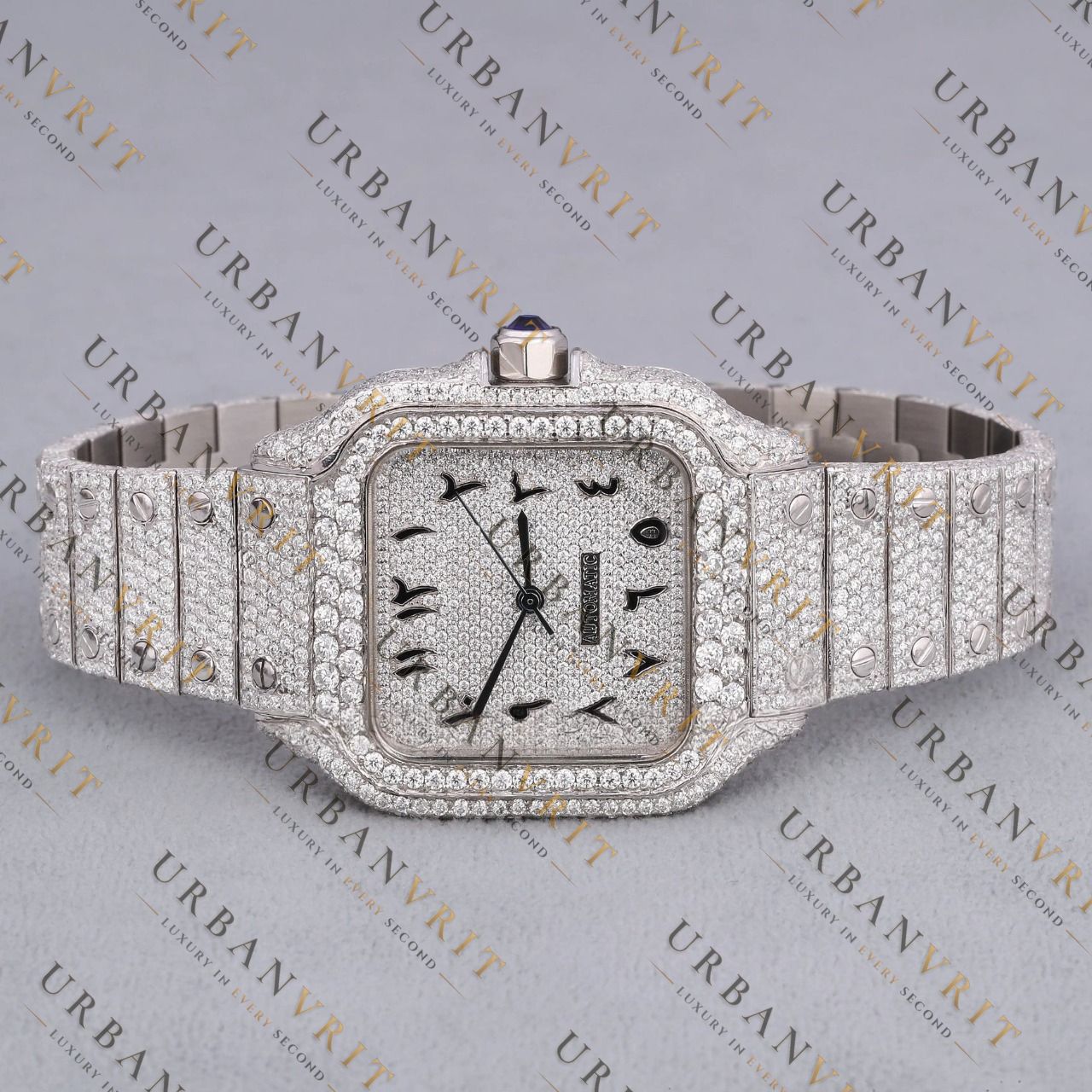 Square Iced-Out VVS1 D Color Moissanite Watch