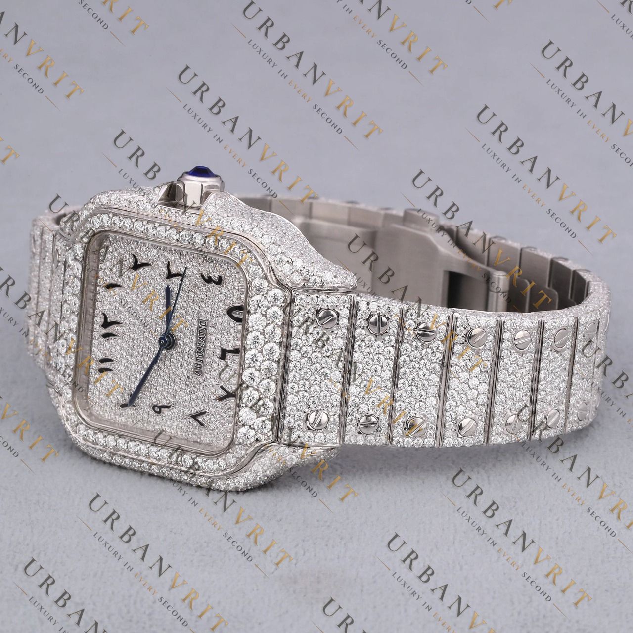 Square Iced-Out VVS1 D Color Moissanite Watch
