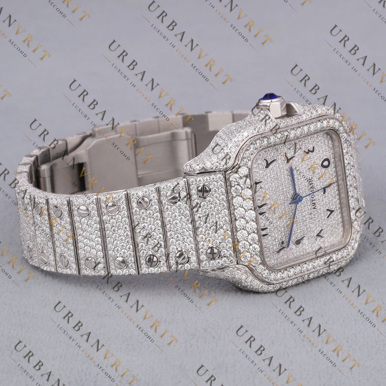 Square Iced-Out VVS1 D Color Moissanite Watch