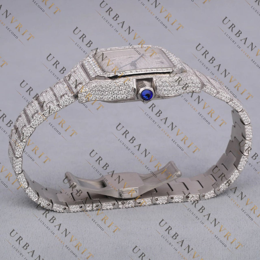Square Iced-Out VVS1 D Color Moissanite Watch