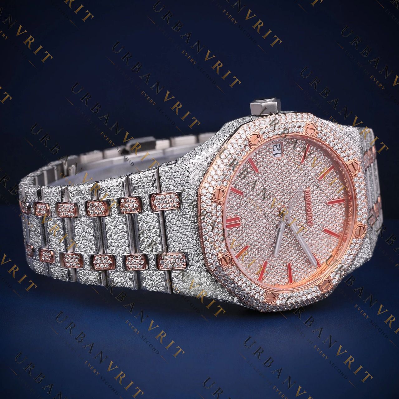 Two-Tone Rose Gold Diamond VVS1M D Color Moissanite Watch