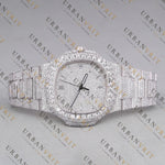 Fully Iced Out Moissanite Watch VVS1 D Color Silver