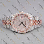 Rose Gold Two Tone Moissanite Watch VVS1 D Color Fully Iced