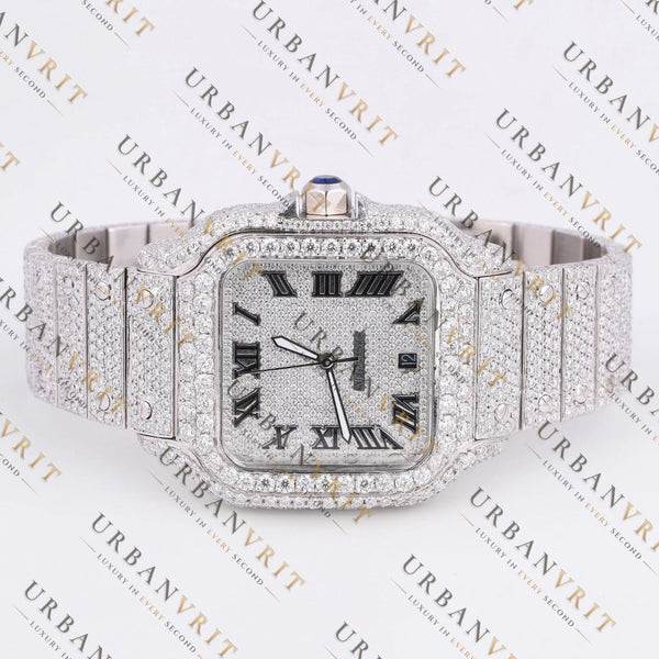 Moissanite Watch VVS1 D Color Fully Iced Out White