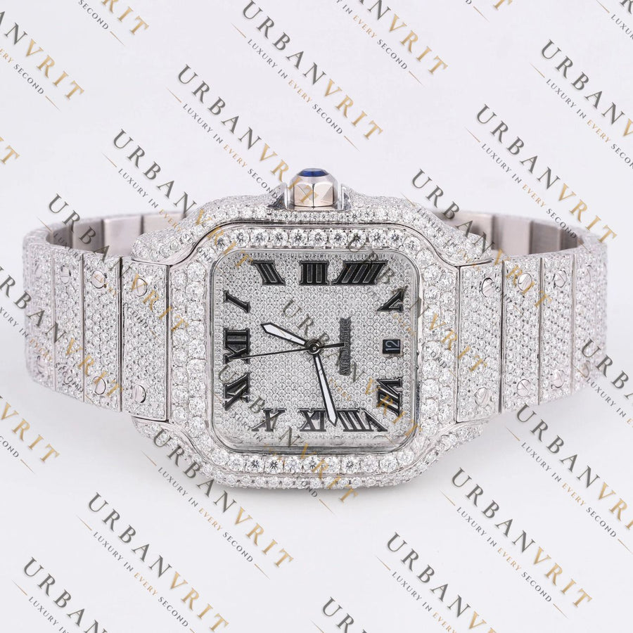 Moissanite Watch VVS1 D Color Fully Iced Out White