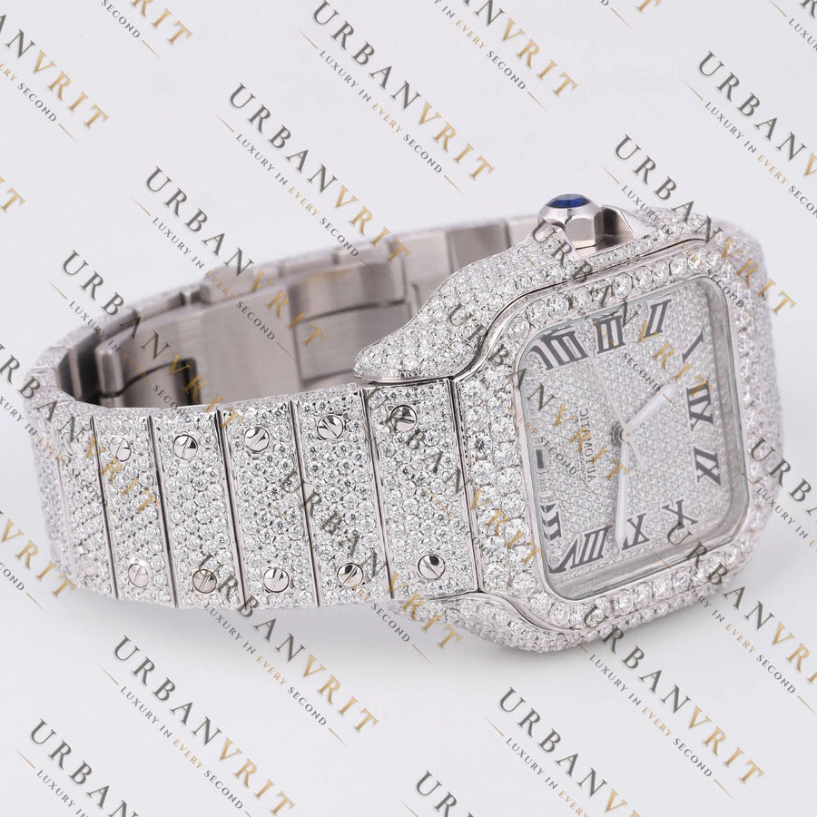 Moissanite Watch VVS1 D Color Fully Iced Out White