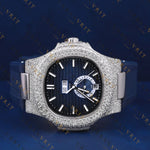 Blue Dial Moissanite Watch VVS1 D Color Fully Iced Out