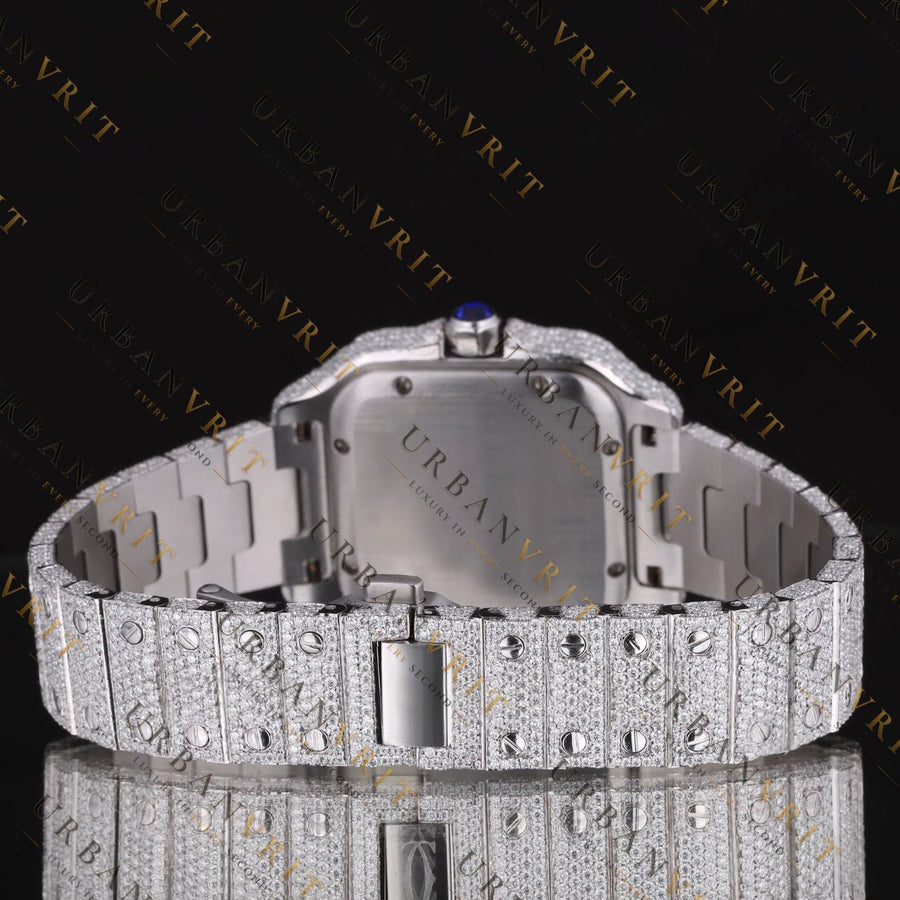 Pink Dial Moissanite Watch VVS1 D Color Fully Iced Out