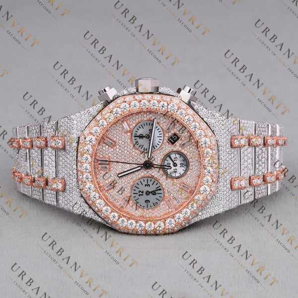 Rose Gold Two Tone Moissanite Watch VVS1 D Color