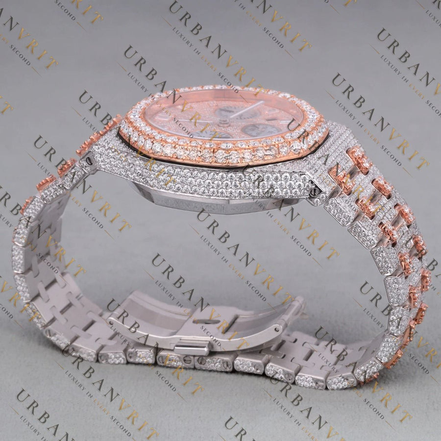 Rose Gold Two Tone Moissanite Watch VVS1 D Color