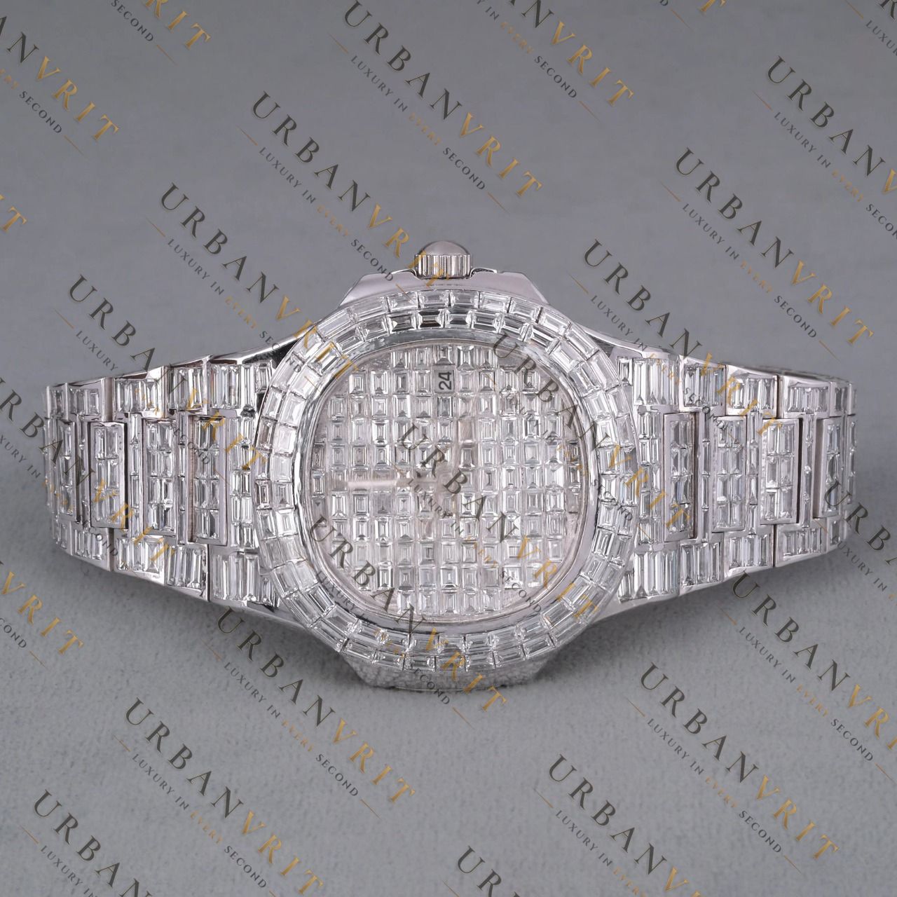 Moissanite Watch VVS1 D Color Fully Iced Out White Gold