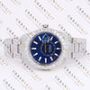 Blue Dial Moissanite Watch VVS1 D Color Fully Iced Out White Gold