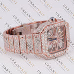 Rose Gold Skeleton Moissanite Watch VVS1 D Color Fully Iced