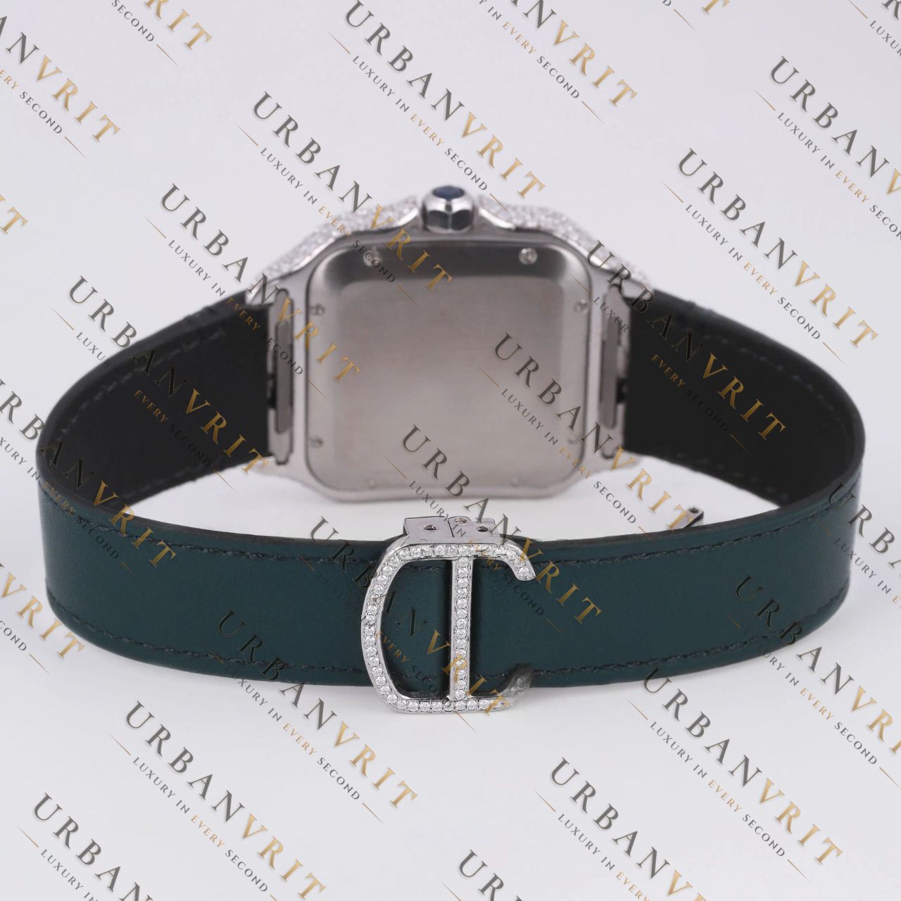White Gold Moissanite Watch VVS1 D Color Fully Iced