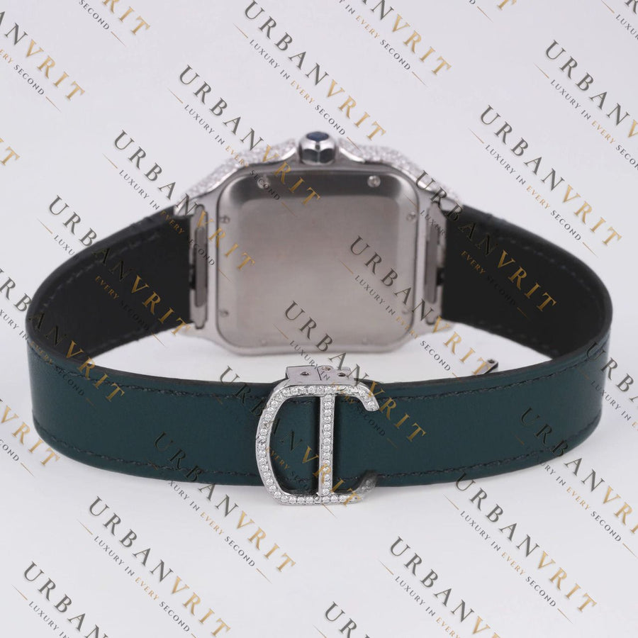 White Gold Moissanite Watch VVS1 D Color Fully Iced