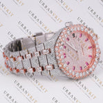 Rose Gold Two Tone Moissanite Watch VVS1 D Color Fully Iced