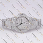 White Gold Moissanite Watch VVS1 D Color Fully Iced