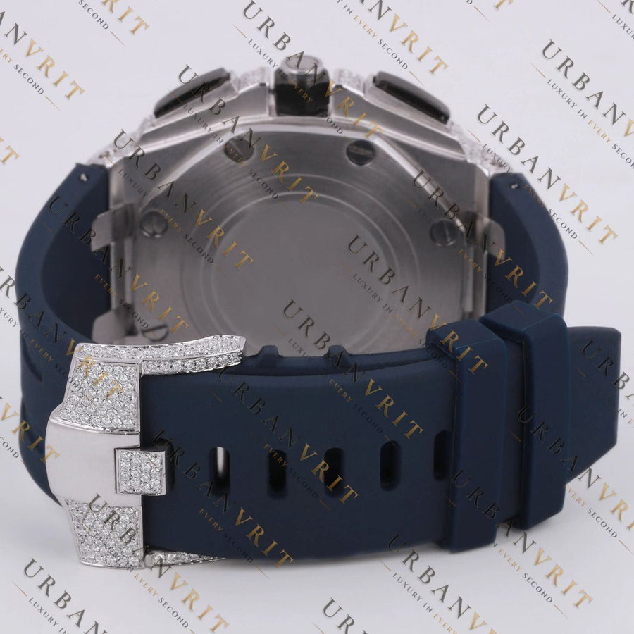 White Gold Moissanite Chronograph Watch VVS1 D Color Fully Ice