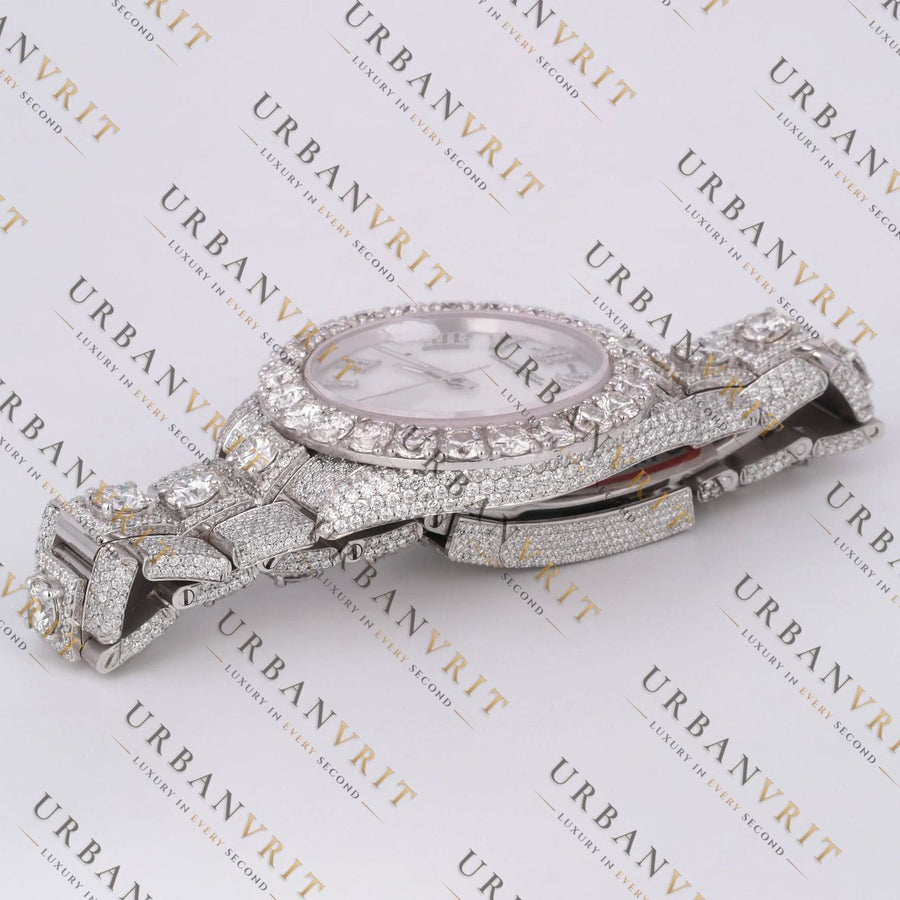 Pearl Moissanite Watch VVS1 D Color Fully Iced Out