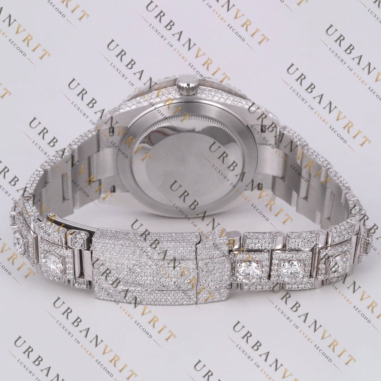 Pearl Moissanite Watch VVS1 D Color Fully Iced Out