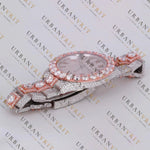 Rose Gold Two Tone Moissanite Watch VVS1 D Color Fully Iced