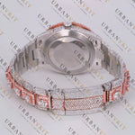 Rose Gold Two Tone Moissanite Watch VVS1 D Color Fully Iced