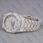 White Gold Moissanite Watch VVS1 D Color Fully Iced