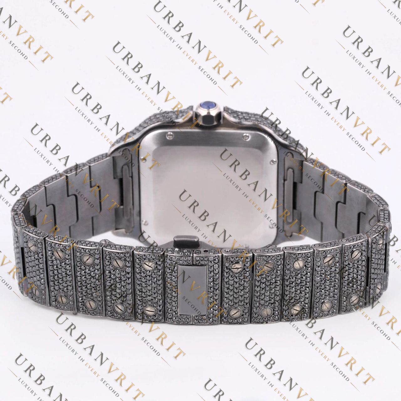Black Moissanite Watch VVS1 Black Diamond Fully Iced