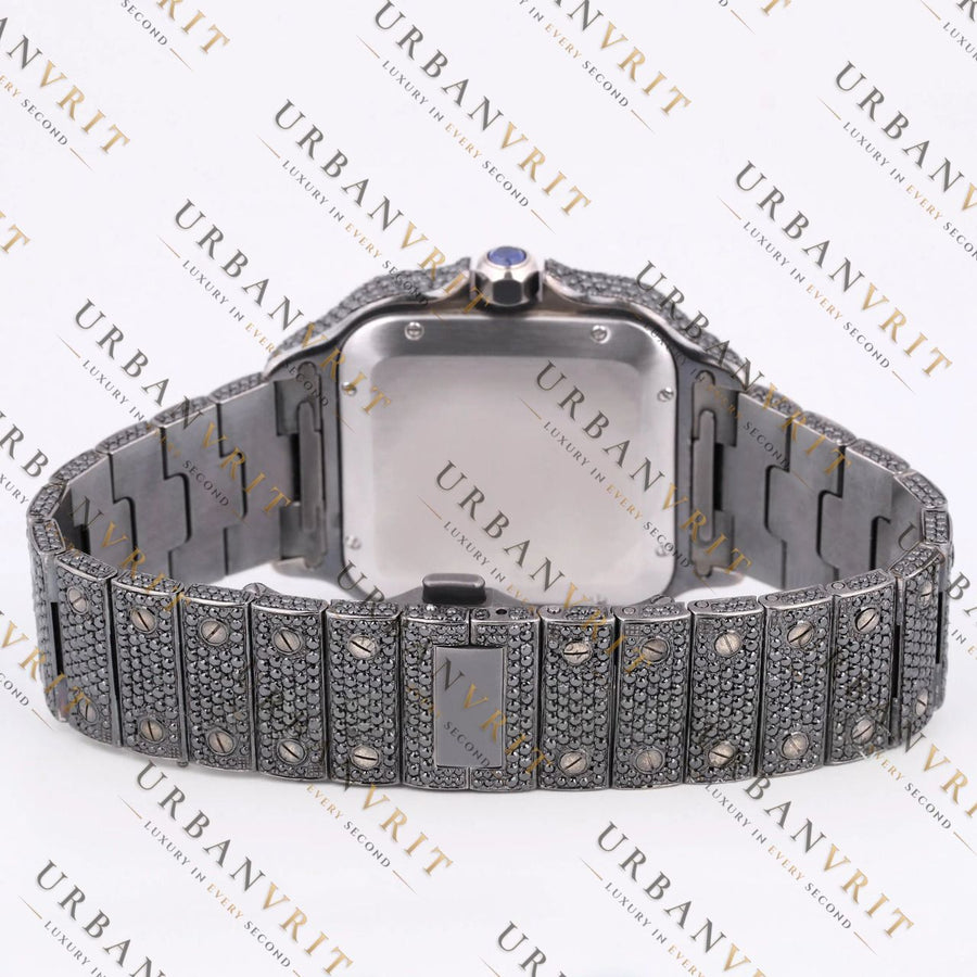 Black Moissanite Watch VVS1 Black Diamond Fully Iced