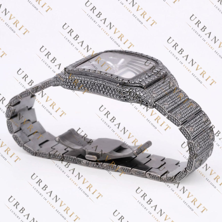 Black Moissanite Watch VVS1 Black Diamond Fully Iced