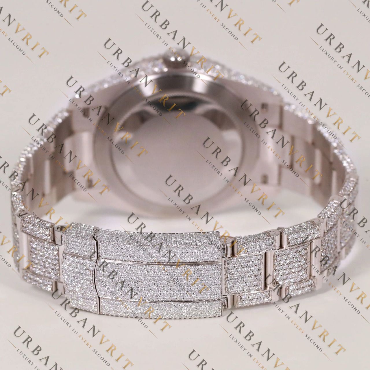Rainbow Dial Moissanite Watch VVS1 D Color Fully Iced