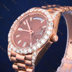 Rose Dial Moissanite Watch VVS1 D Color Fully Iced