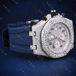 Blue Strap Moissanite Watch VVS1 D Color Fully Ice