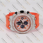 Orange Moissanite Watch VVS1 D Color Fully Iced