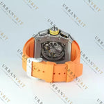 Orange Strap Moissanite Watch VVS1 D Color Fully Iced