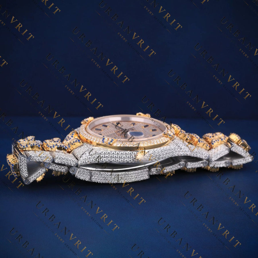 Two-Tone Panther Diamond VVS1 D Color Moissanite Watch