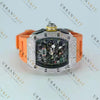 Orange Strap Moissanite Watch VVS1 D Color Fully Iced