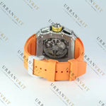 Orange Strap Moissanite Watch VVS1 D Color Fully Iced