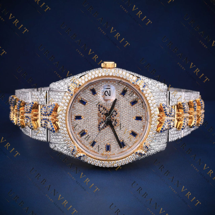 Two-Tone Panther Diamond VVS1 D Color Moissanite Watch