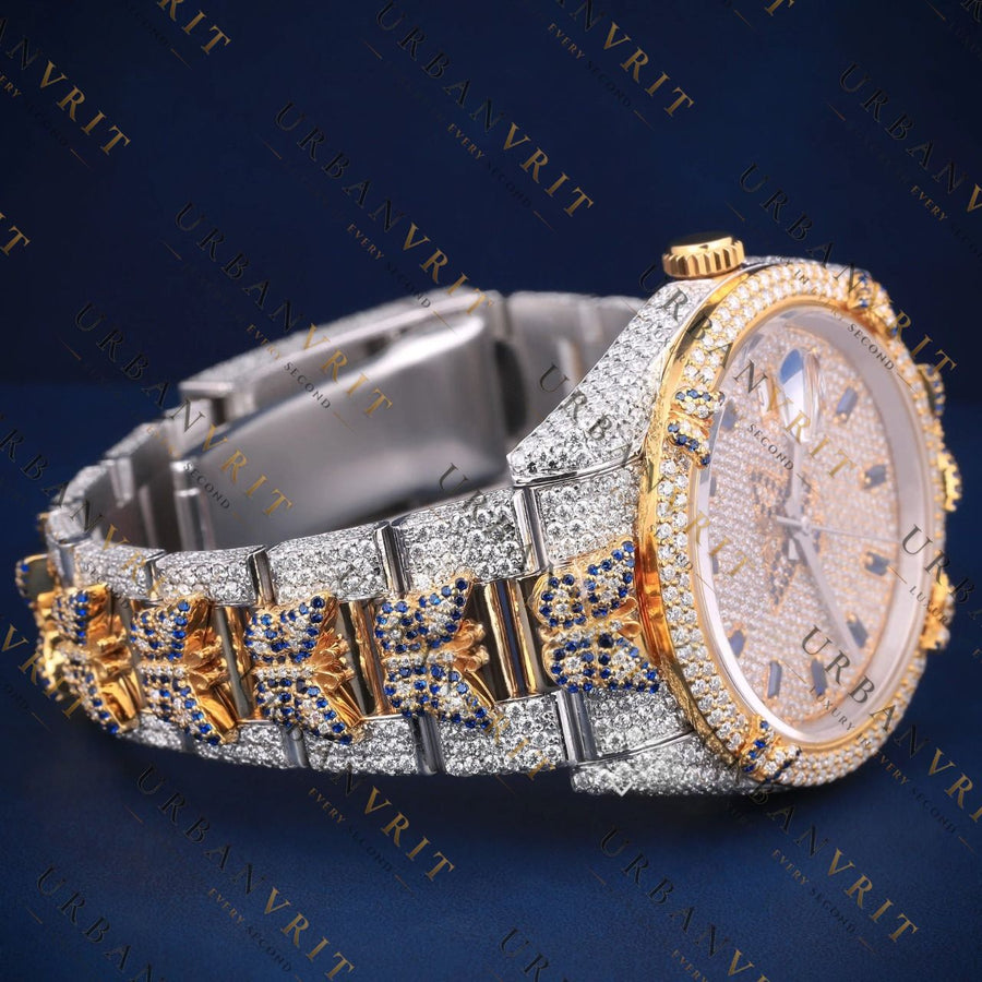 Two-Tone Panther Diamond VVS1 D Color Moissanite Watch