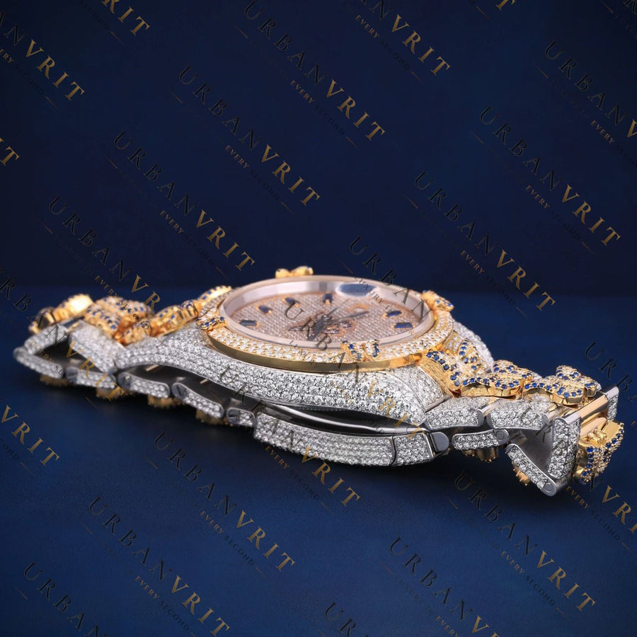 Two-Tone Panther Diamond VVS1 D Color Moissanite Watch