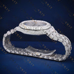 Iced-Out Blue Arabic DialVVS1 D Color Moissanite Watch