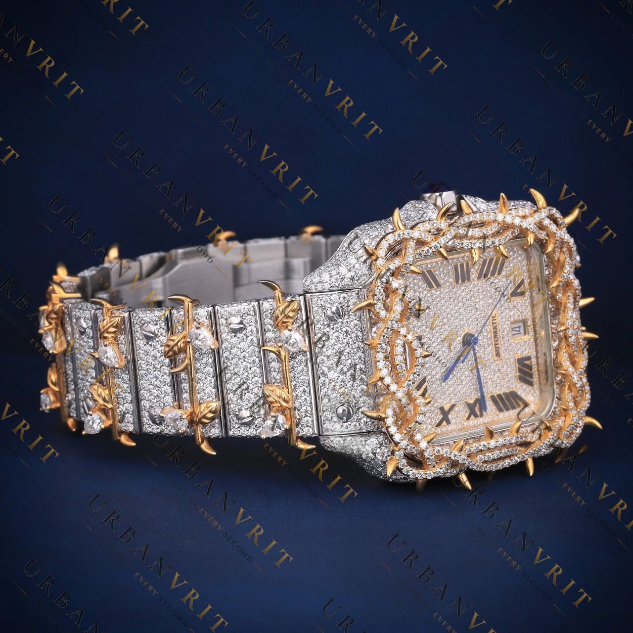 Two-Tone Thorn Bezel VVS1 D Color Moissanite Watch