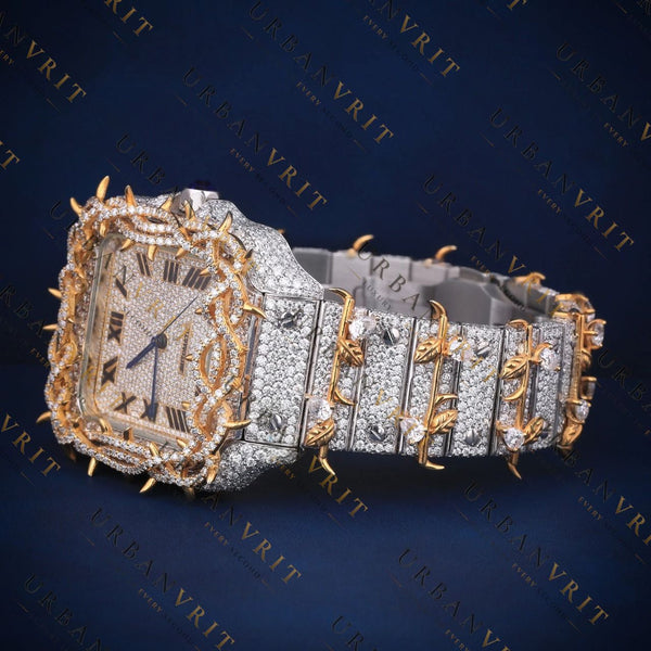 Two-Tone Thorn Bezel VVS1 D Color Moissanite Watch
