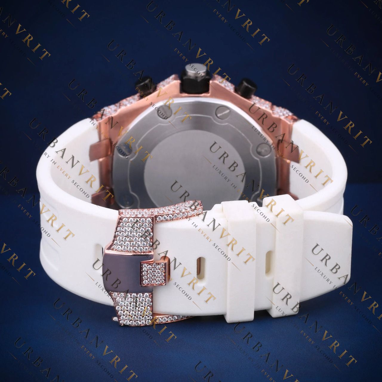 Rose Gold Iced-Out VVS1 D Color Moissanite Watch