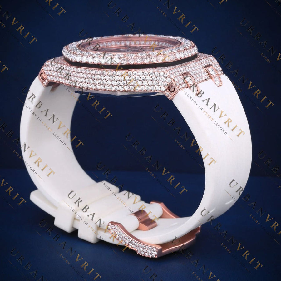 Rose Gold Iced-Out VVS1 D Color Moissanite Watch