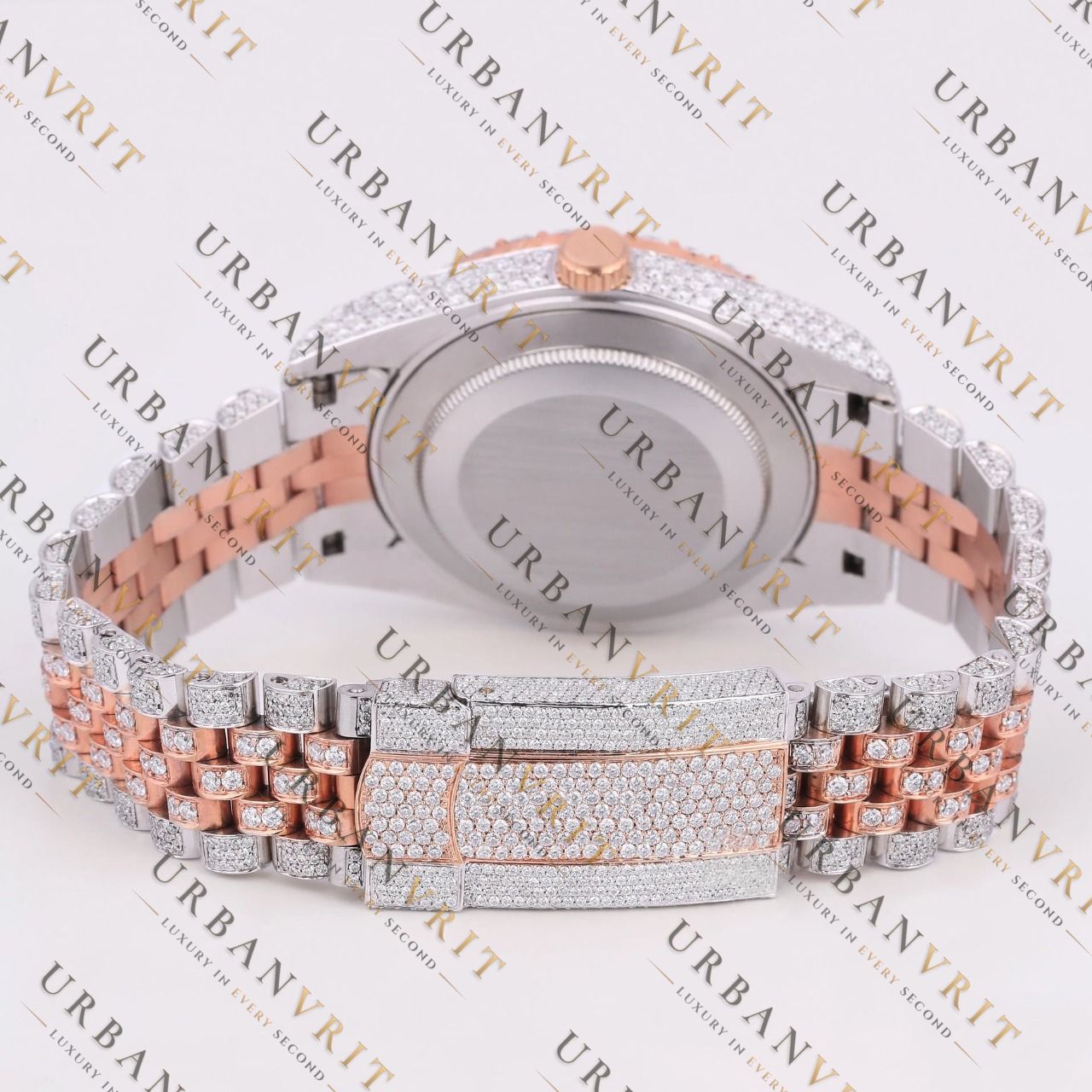 Two Tone Brown Dial VVS1 D Color Moissanite Watch